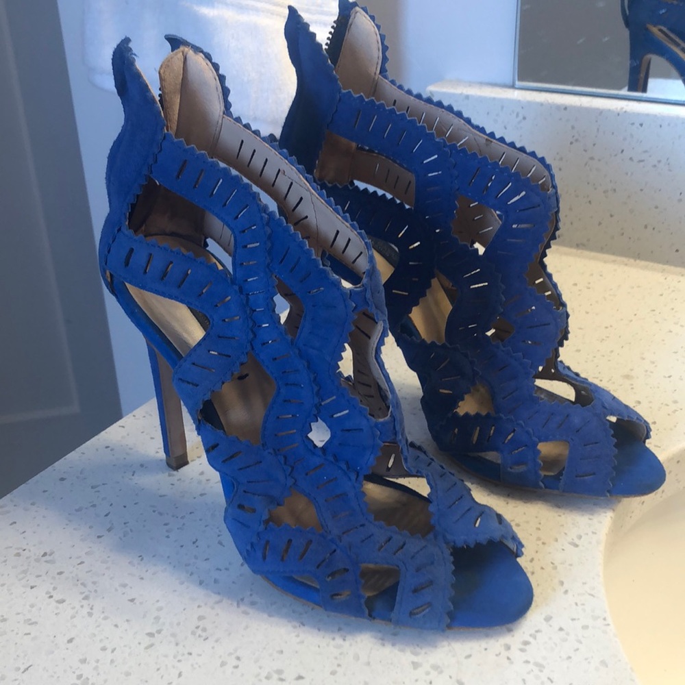 Zara cobalt suede heels size 36